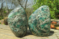 Polished Rare Emerald Mica In Matrix Standing Free Forms x 4 From Mutoko, Zimbabwe - Toprock Gemstones and Minerals 