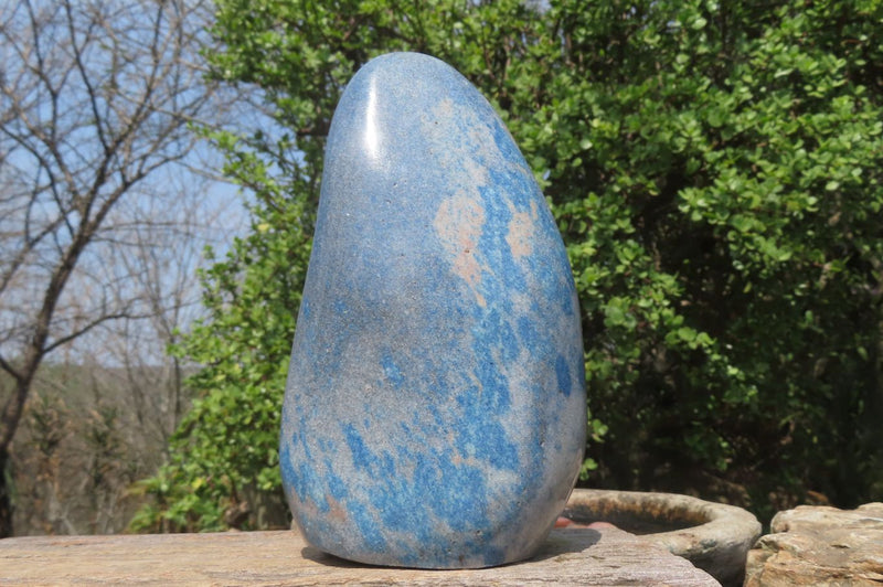 Polished Blue Spinel Spotted Quartz Standing Free Form x 1 From Madagascar - Toprock Gemstones and Minerals 