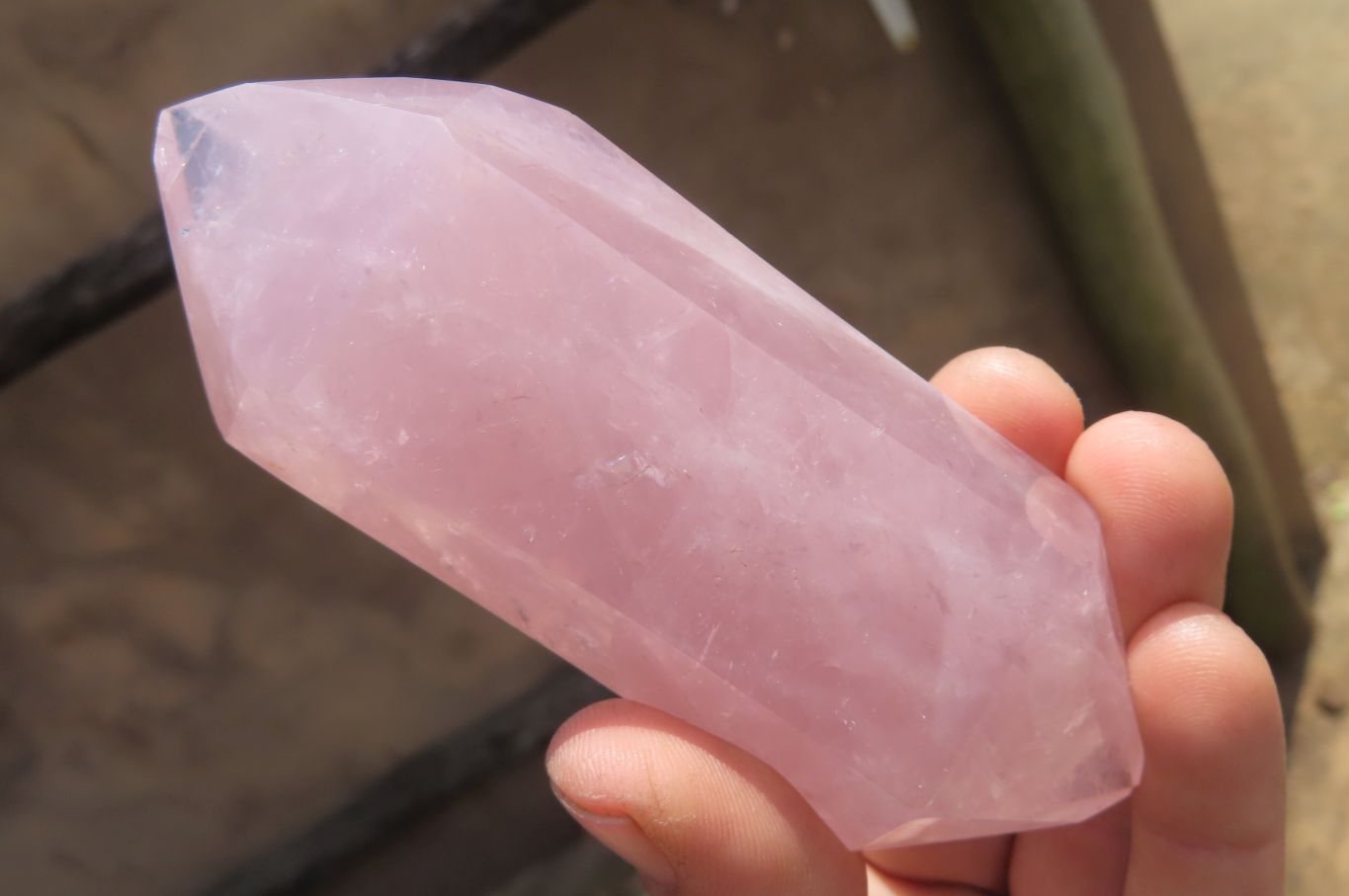 Polished Double Terminated Rose Quartz Points x 6 From Madagascar - Toprock Gemstones and Minerals 