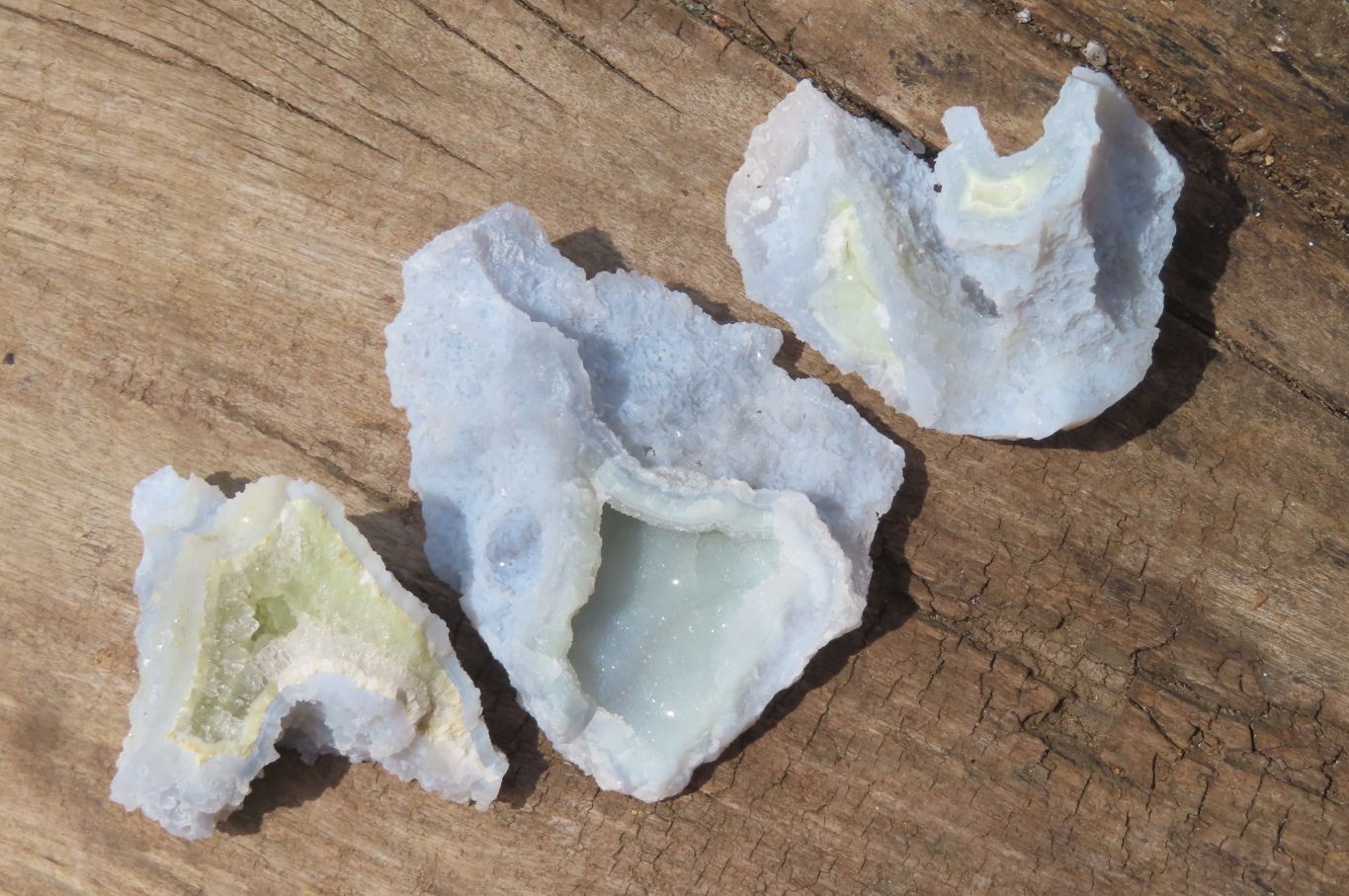 Natural Etched Blue Chalcedony Specimens x 12 From Nsanje, Malawi - Toprock Gemstones and Minerals 