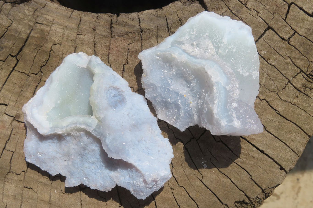 Natural Etched Blue Chalcedony Specimens x 12 From Nsanje, Malawi - Toprock Gemstones and Minerals 