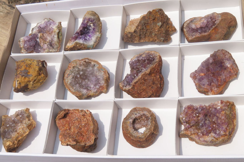 Natural Zululand Amethyst Geodes x 12 from Jozini, South Africa - Toprock Gemstones and Minerals 