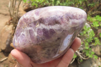 Polished Chevron Amethyst Standing Free Forms x 2 From Madagascar - Toprock Gemstones and Minerals 