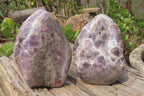 Polished Chevron Amethyst Standing Free Forms x 2 From Madagascar - Toprock Gemstones and Minerals 