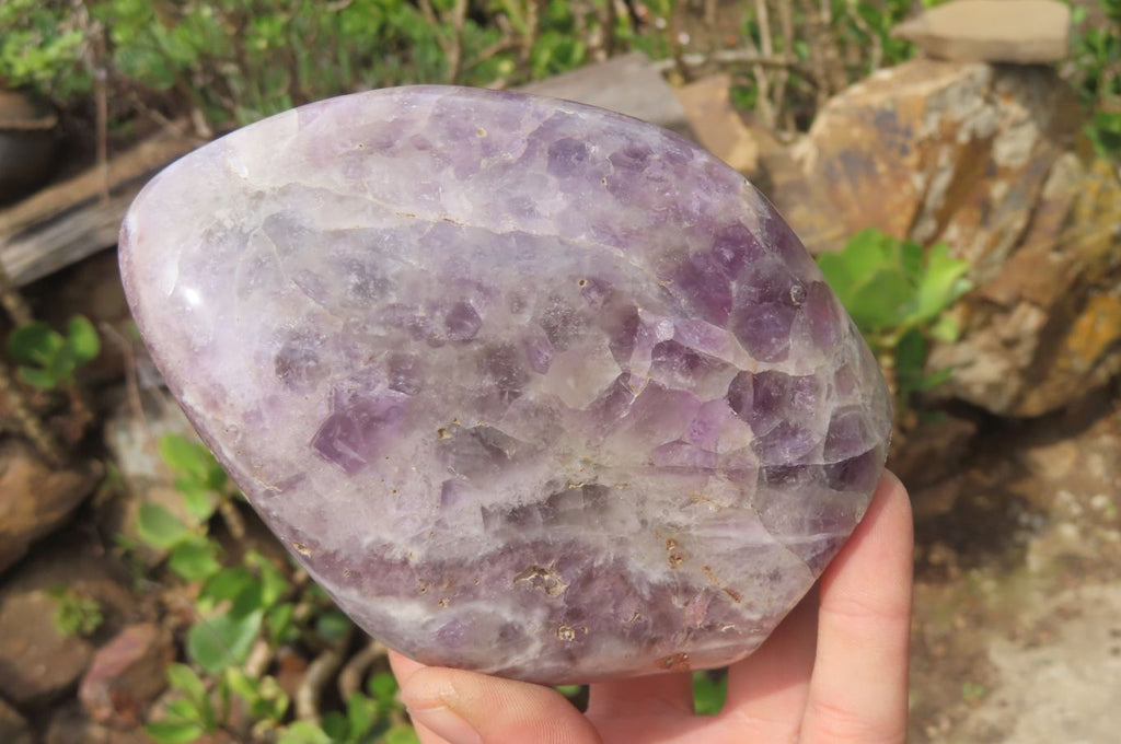 Polished Chevron Amethyst Standing Free Forms x 2 From Madagascar - Toprock Gemstones and Minerals 