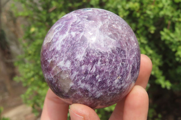 Polished Lepidolite with Pink Rubellite Spheres x 4 From Ambatondrazaka, Madagascar - Toprock Gemstones and Minerals 