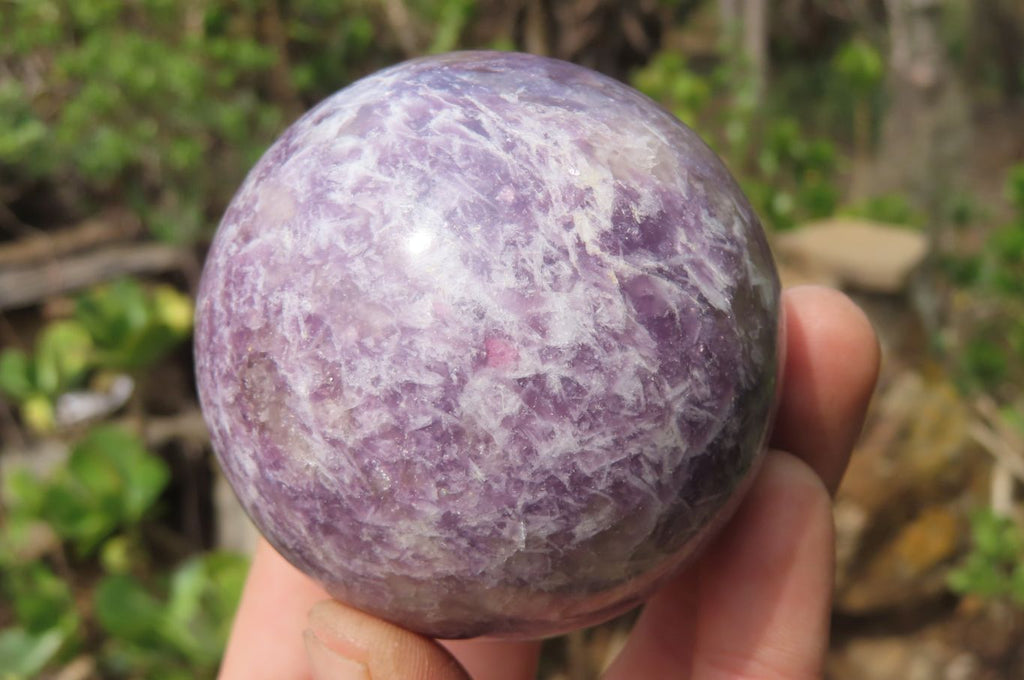 Polished Lepidolite with Pink Rubellite Spheres x 4 From Ambatondrazaka, Madagascar - Toprock Gemstones and Minerals 