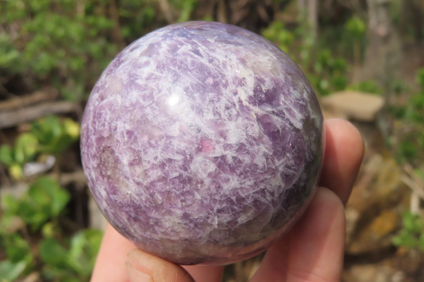 Polished Lepidolite with Pink Rubellite Spheres x 4 From Ambatondrazaka, Madagascar - Toprock Gemstones and Minerals 
