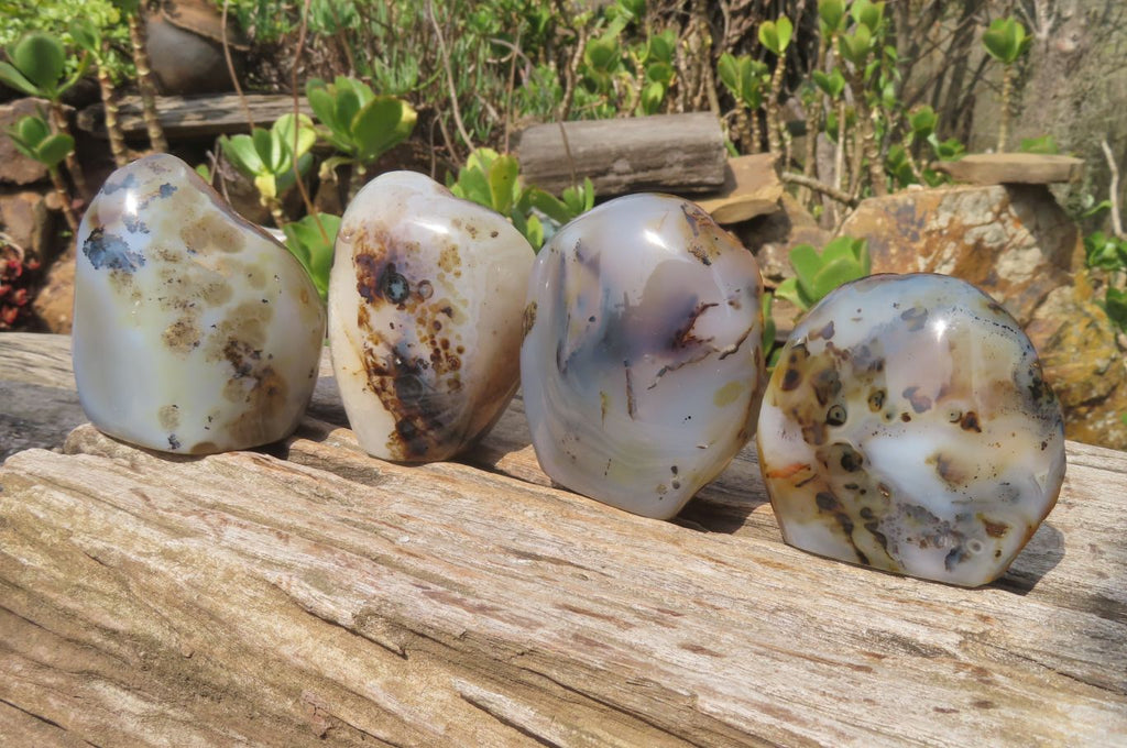 Polished Dendritic Agate Standing Free Forms x 4 From Madagascar - Toprock Gemstones and Minerals 