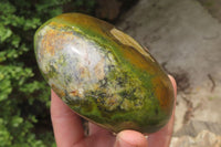 Polished Green Opal Standing Free Forms x 2 From Antsirabe, Madagascar - Toprock Gemstones and Minerals 
