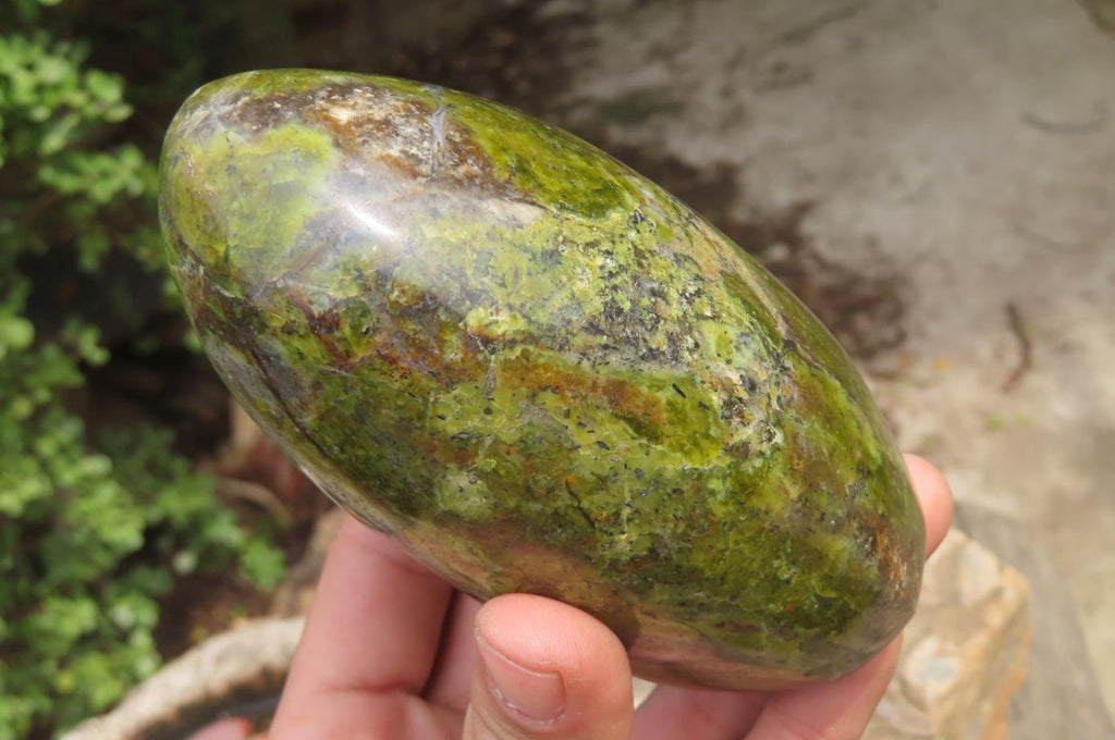 Polished Green Opal Standing Free Forms x 2 From Antsirabe, Madagascar - Toprock Gemstones and Minerals 