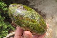 Polished Green Opal Standing Free Forms x 2 From Antsirabe, Madagascar - Toprock Gemstones and Minerals 