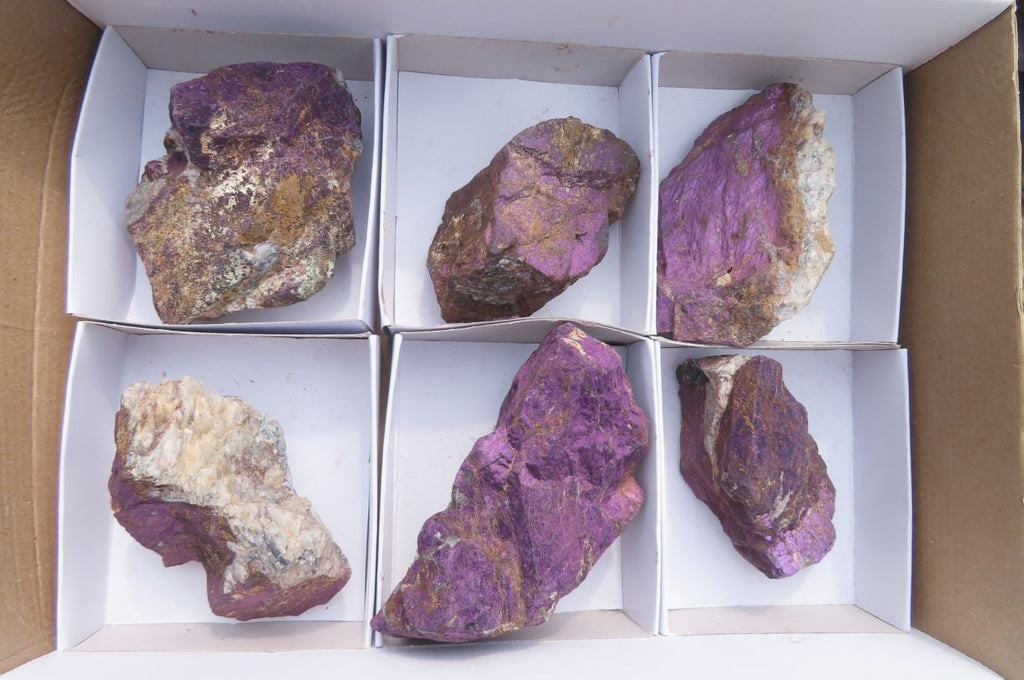 Natural Metallic Purpurite Cobbed Specimens x 6 From Erongo, Namibia - Toprock Gemstones and Minerals 