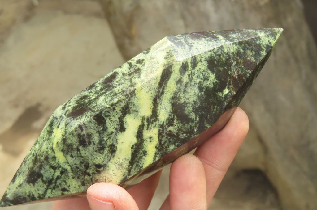 Polished Double Terminated Leopard Stone Points x 3 From Zimbabwe - Toprock Gemstones and Minerals 