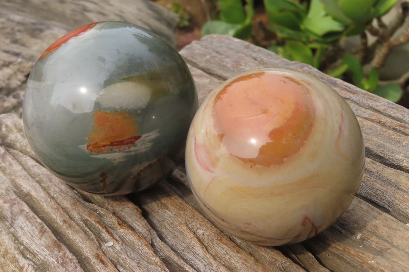 Polished Polychrome Jasper Spheres x 2 From Madagascar - Toprock Gemstones and Minerals 