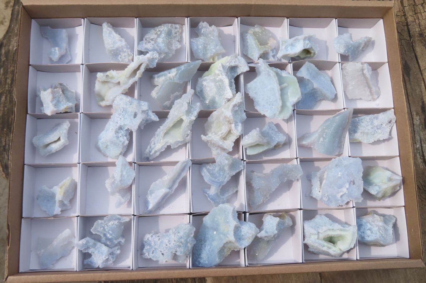 Natural Etched Blue Chalcedony Specimens x 36 From Nsanje, Malawi - Toprock Gemstones and Minerals 