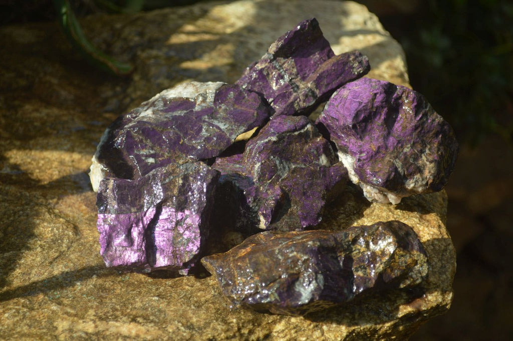 Natural Metallic Purpurite Cobbed Specimens x 6 From Erongo, Namibia - Toprock Gemstones and Minerals 