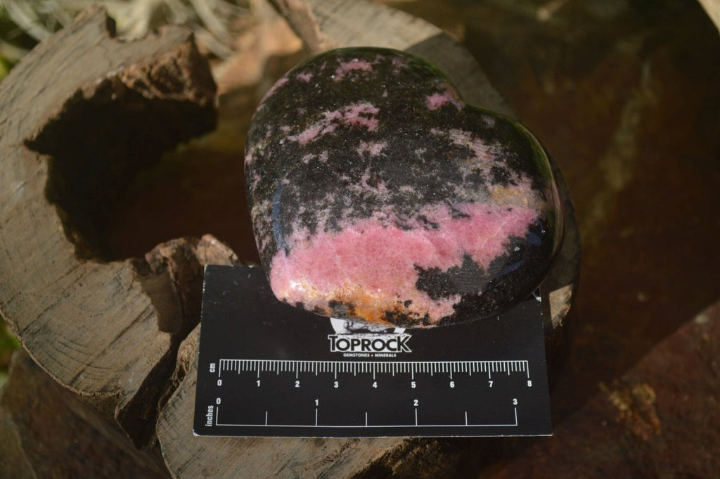 Polished Rhodonite Gemstone Hearts x 3 From Madagascar - Toprock Gemstones and Minerals 