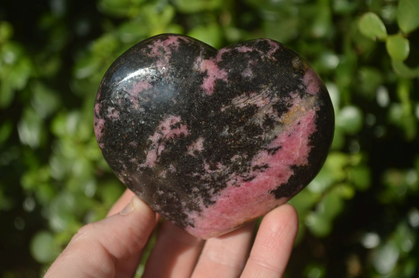 Polished Rhodonite Gemstone Hearts x 3 From Madagascar - Toprock Gemstones and Minerals 