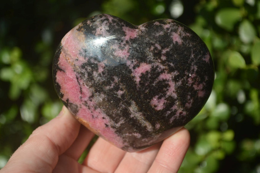 Polished Rhodonite Gemstone Hearts x 3 From Madagascar - Toprock Gemstones and Minerals 