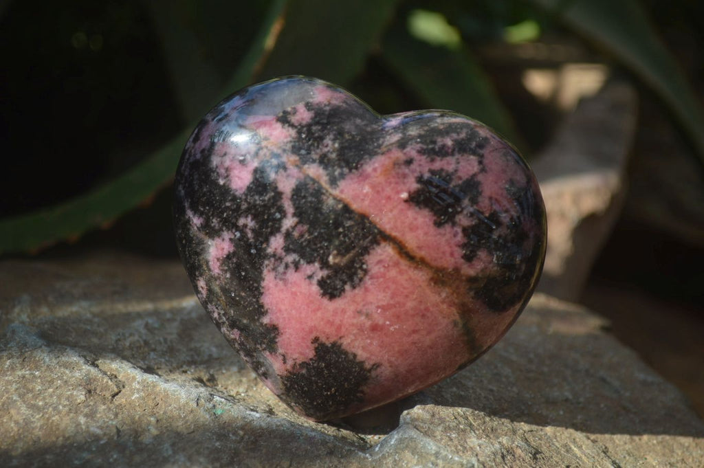 Polished Rhodonite Gemstone Hearts x 3 From Madagascar - Toprock Gemstones and Minerals 