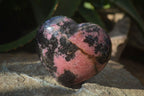 Polished Rhodonite Gemstone Hearts x 3 From Madagascar - Toprock Gemstones and Minerals 