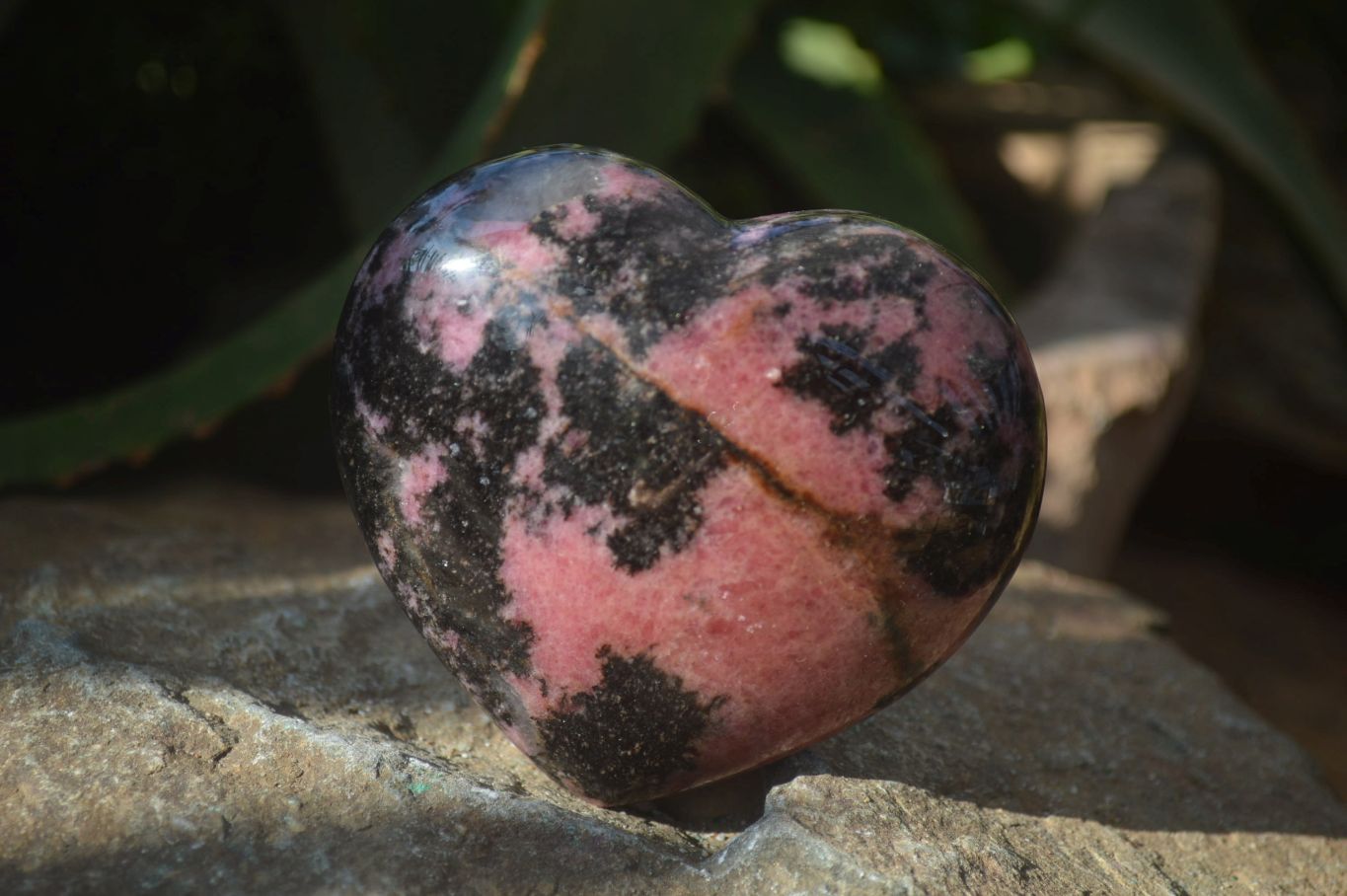 Polished Rhodonite Gemstone Hearts x 3 From Madagascar - Toprock Gemstones and Minerals 