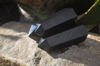 Polished Black Basalt Points x 6 From Madagascar - Toprock Gemstones and Minerals 