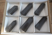 Polished Black Basalt Points x 6 From Madagascar - Toprock Gemstones and Minerals 