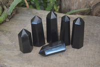 Polished Black Basalt Points x 6 From Madagascar - Toprock Gemstones and Minerals 