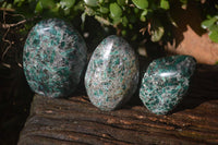 Polished Rare Emerald Mica In Matrix Standing Free Forms x 3 From Mutoko, Zimbabwe - Toprock Gemstones and Minerals 