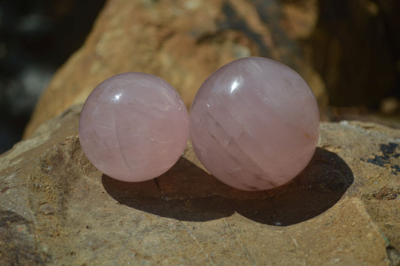 Polished Rose Quartz Spheres x 6 From Madagascar - Toprock Gemstones and Minerals 