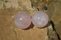 Polished Rose Quartz Spheres x 6 From Madagascar - Toprock Gemstones and Minerals 