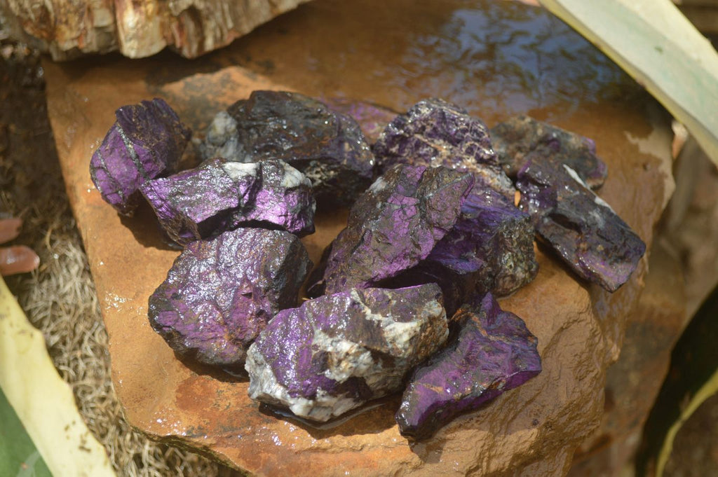 Natural Metallic Purpurite Cobbed Specimens x 12 From Erongo, Namibia - Toprock Gemstones and Minerals 