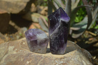 Polished Chevron Amethyst Points x 6 From Zambia - Toprock Gemstones and Minerals 