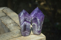 Polished Chevron Amethyst Points x 6 From Zambia - Toprock Gemstones and Minerals 
