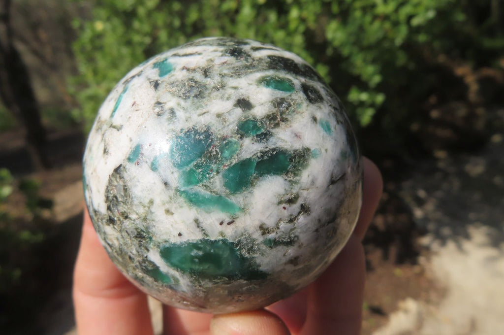 Polished Rare Emerald Mica In Matrix Spheres x 2 From Mutoko, Zimbabwe - Toprock Gemstones and Minerals 