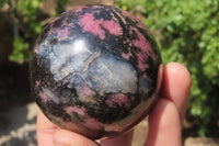 Polished Rhodonite Spheres x 3 From Ambindavato, Madagascar - Toprock Gemstones and Minerals 