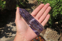 Polished Smokey Chevron Amethyst Points x 5 From Zambia - Toprock Gemstones and Minerals 