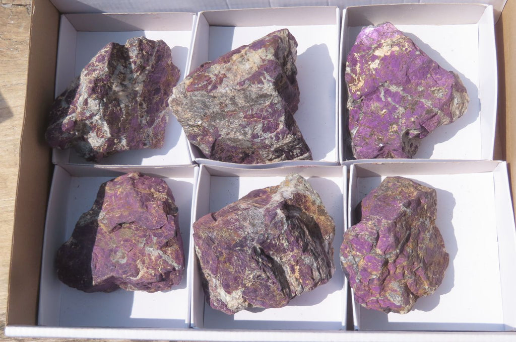 Natural Metallic Purpurite Cobbed Specimens x 6 From Erongo, Namibia - Toprock Gemstones and Minerals 