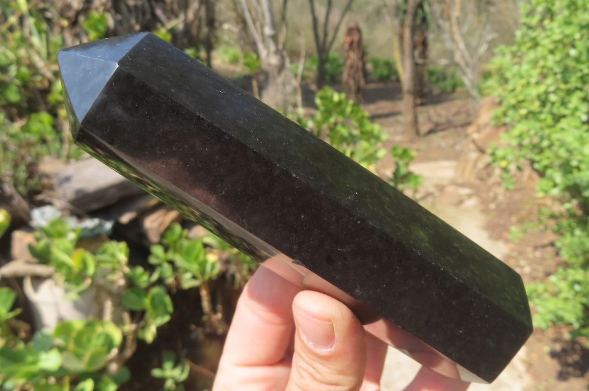 Polished Black Basalt Points x 6 From Antsirabe, Madagascar - Toprock Gemstones and Minerals 