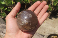 Polished Clear & Smokey Quartz Crystal Balls x 3 From Madagascar - Toprock Gemstones and Minerals 