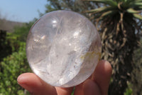 Polished Clear & Smokey Quartz Crystal Balls x 3 From Madagascar - Toprock Gemstones and Minerals 