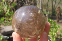 Polished Clear & Smokey Quartz Crystal Balls x 3 From Madagascar - Toprock Gemstones and Minerals 