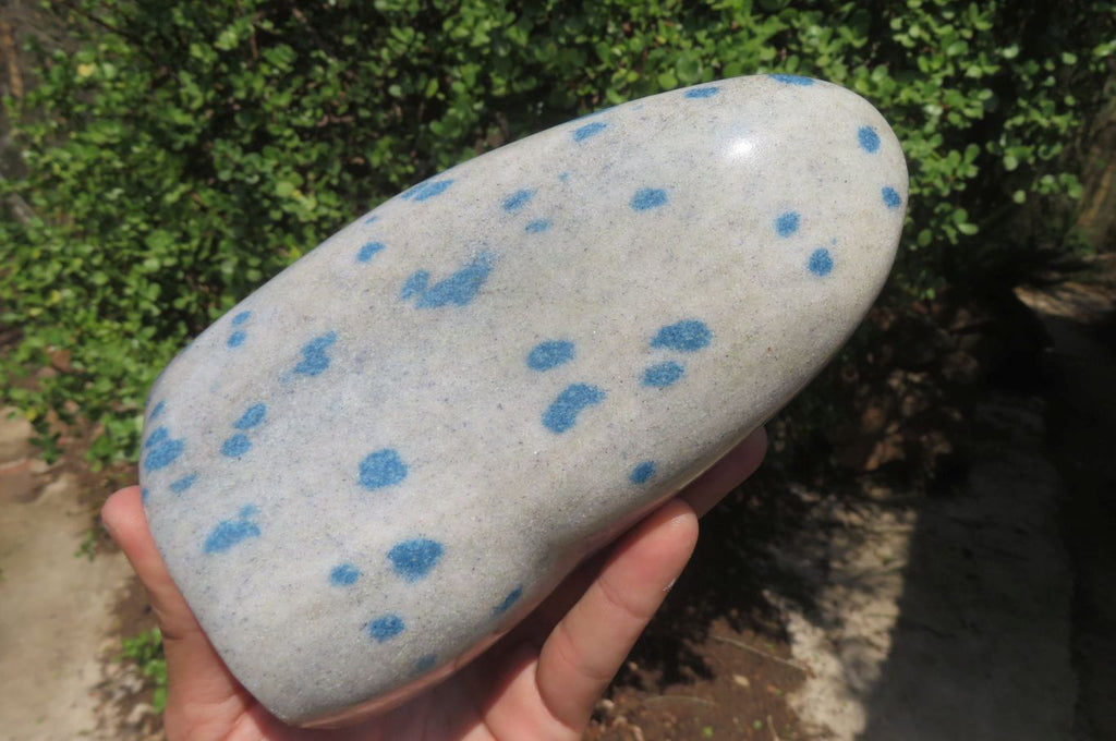 Polished Blue Spinel Spotted Quartz Standing Free Form x 1 From Madagascar - Toprock Gemstones and Minerals 