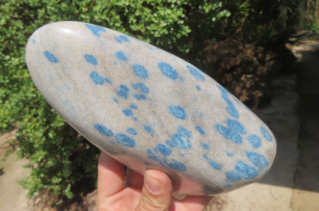 Polished Blue Spinel Spotted Quartz Standing Free Form x 1 From Madagascar - Toprock Gemstones and Minerals 
