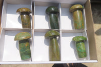 Polished Verdite Mushroom Carvings x 6 From Zimbabwe - Toprock Gemstones and Minerals 