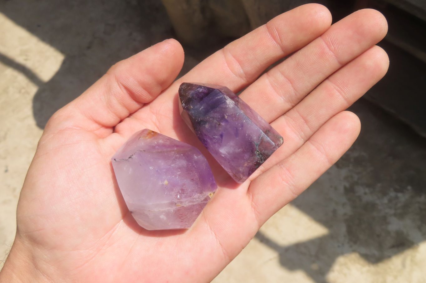 Polished Amethyst Window Quartz Crystals x 20 From Madagascar - Toprock Gemstones and Minerals 