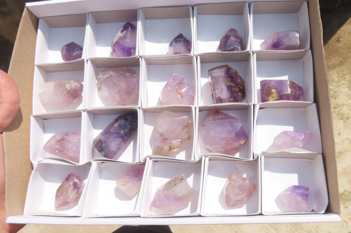 Polished Amethyst Window Quartz Crystals x 20 From Madagascar - Toprock Gemstones and Minerals 