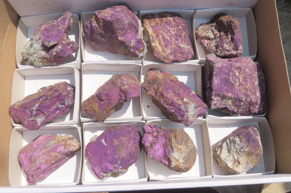 Natural Metallic Purpurite Cobbed Specimens x 12 From Erongo, Namibia - Toprock Gemstones and Minerals 
